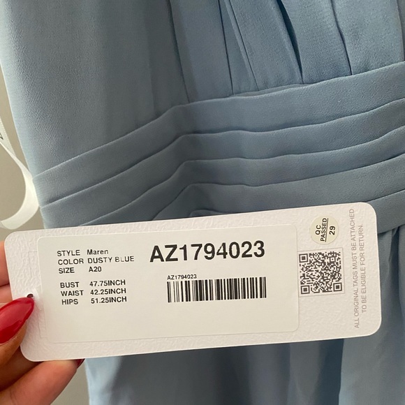 NWT, new, never worn Azazie “Maren” bridesmaid dress, size 20, dusty blue - Picture 4 of 16